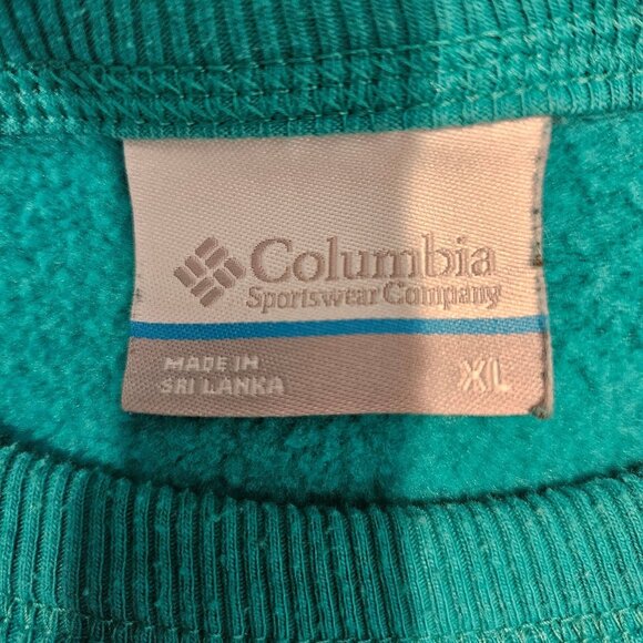 Columbia Mens XL Turquoise Crew Neck Sweatshirt Cotton Blend Casual Gym School - Picture 4 of 11